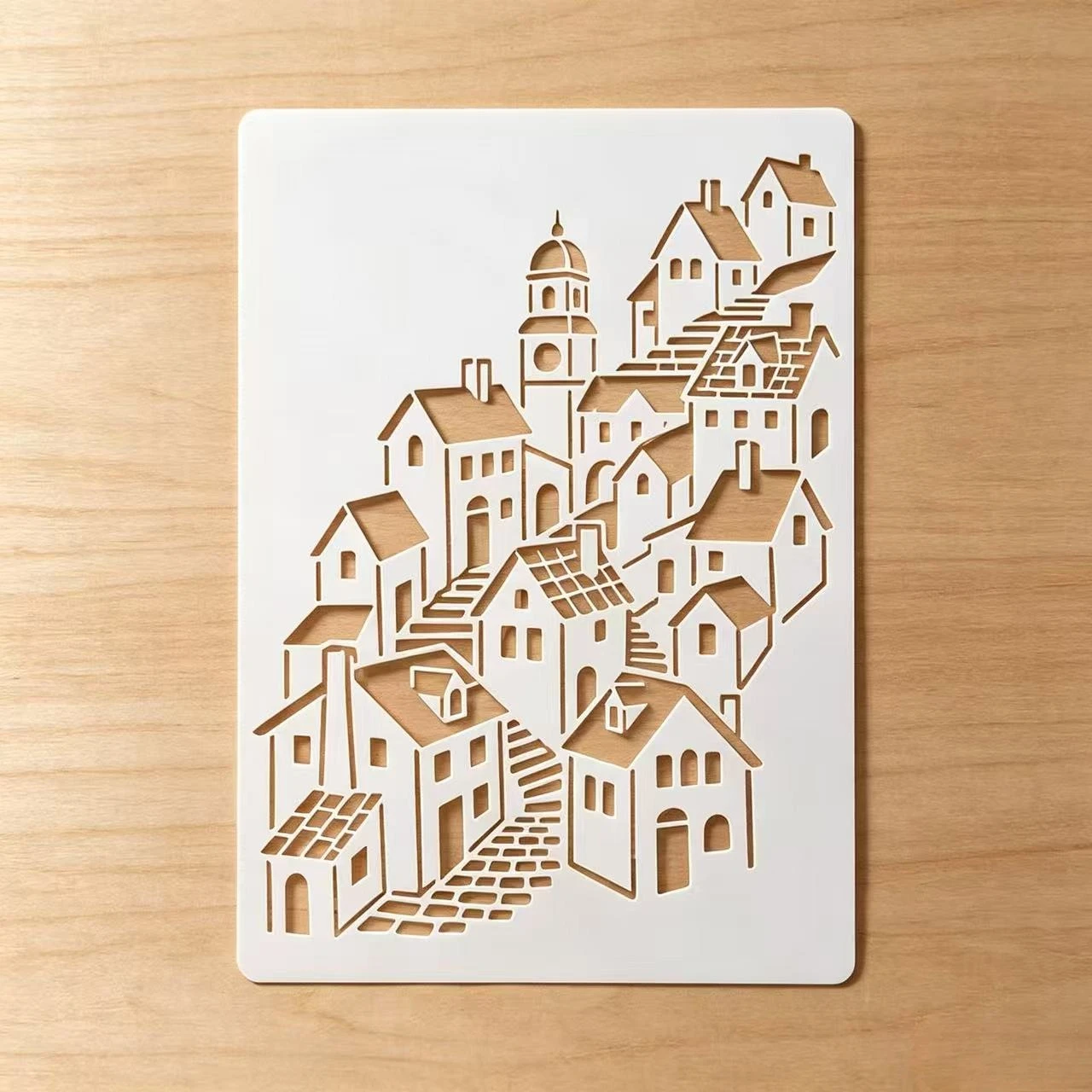 A4 29 *21cm Urban houses  DIY Stencils Wall Painting Scrapbook Coloring Embossing Album Decorative Paper Card Template,wall