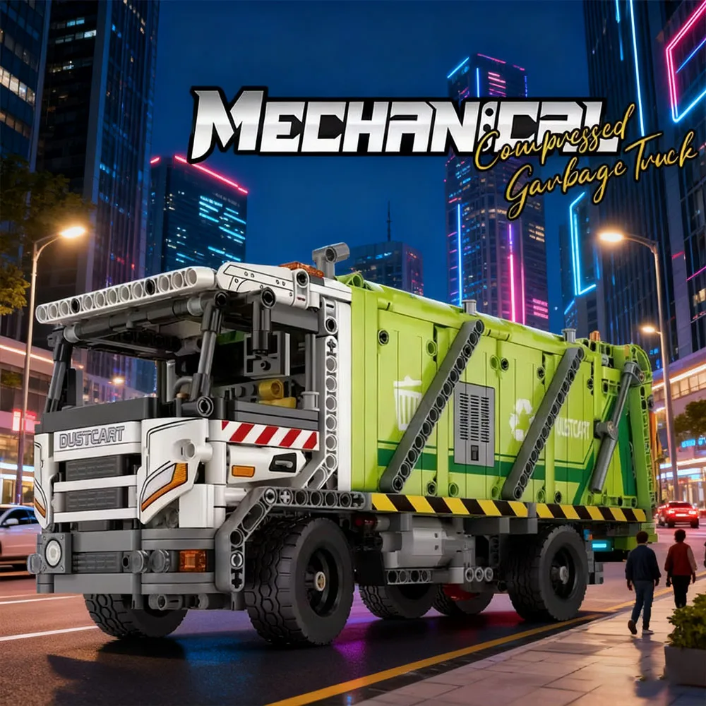 

MOC 1468 шт., сжатый мусоровоз с дистанционным управлением, строительные блоки, городская санитарная модель, кирпичи, детские игрушки, подарок