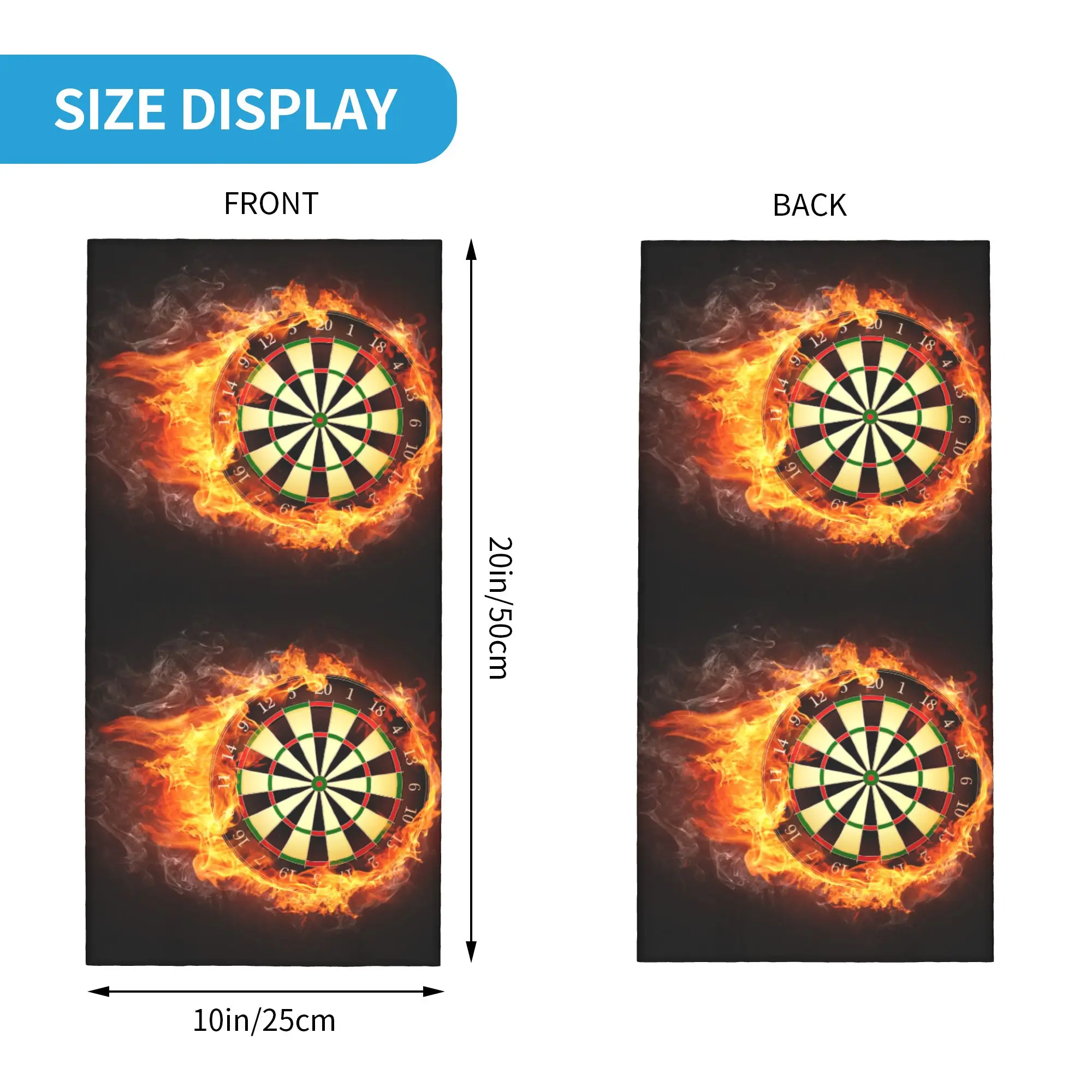 Custom Darts Board In Fire Bandana Neck Warmer Men Women Winter Ski Hiking Scarf Gaiter Arrow Archery Target Face Cover