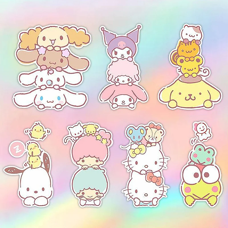 1PC Auto accessori fai da te Sanrio Kawaii Kuromi Hello Kitty Car specchietto retrovisore Sticker Cartoon Car Mirror Personality Sticker