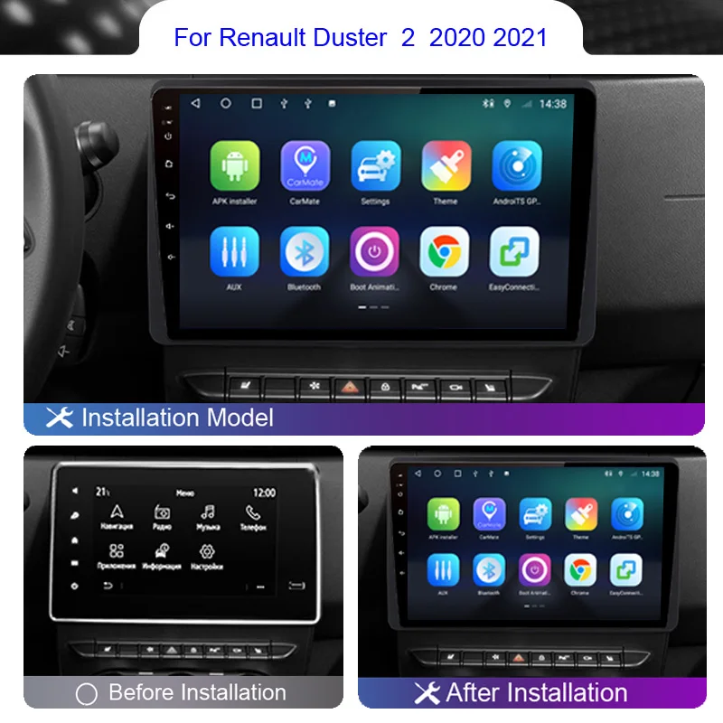 8+256 Android Car Radio Multimedia For Renault Duster HM 2 2020 2021 Carplay 4G Wifi GPS DSP DVD 2 Din BT Navi Autoradio Stereo