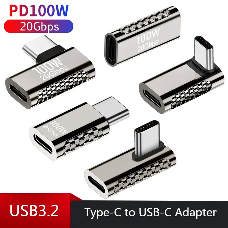 USB C Converter USB3.2 20Gbps Type C to USB C OTG 90 Degree Adapter 8K@60Hz 100W USB Type C Fast Charging Connector for MacBook