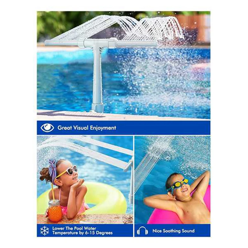 Double Head Swimming Pool Fountain Stand Pool Cooling Sprinkler System with Adjustable Height Pool Sprinkler Fountain