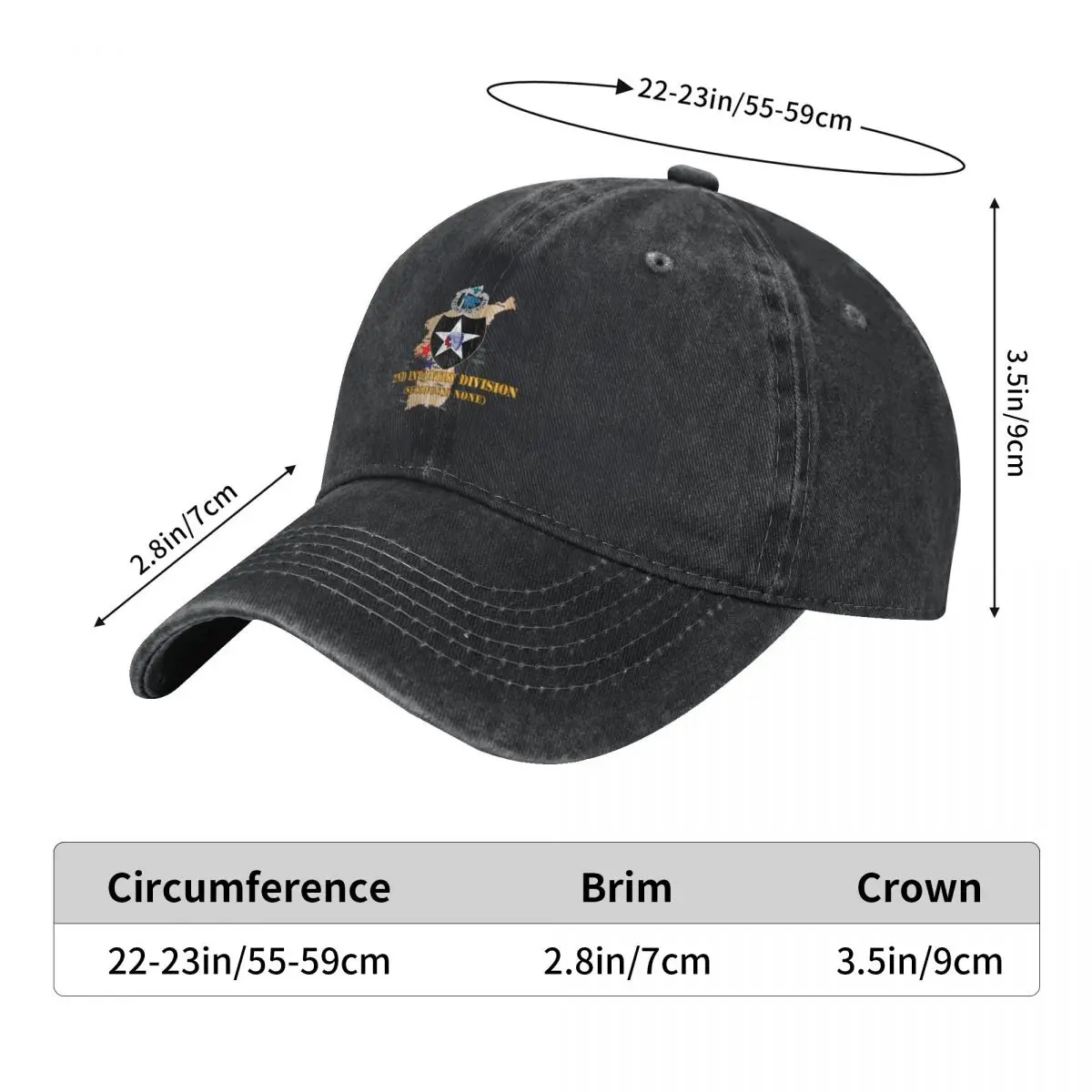 Army - Korea Map - 2nd Infantry Div - Second to None V2 Baseball Cap Bobble Hat tea Hat Caps For Women Men's