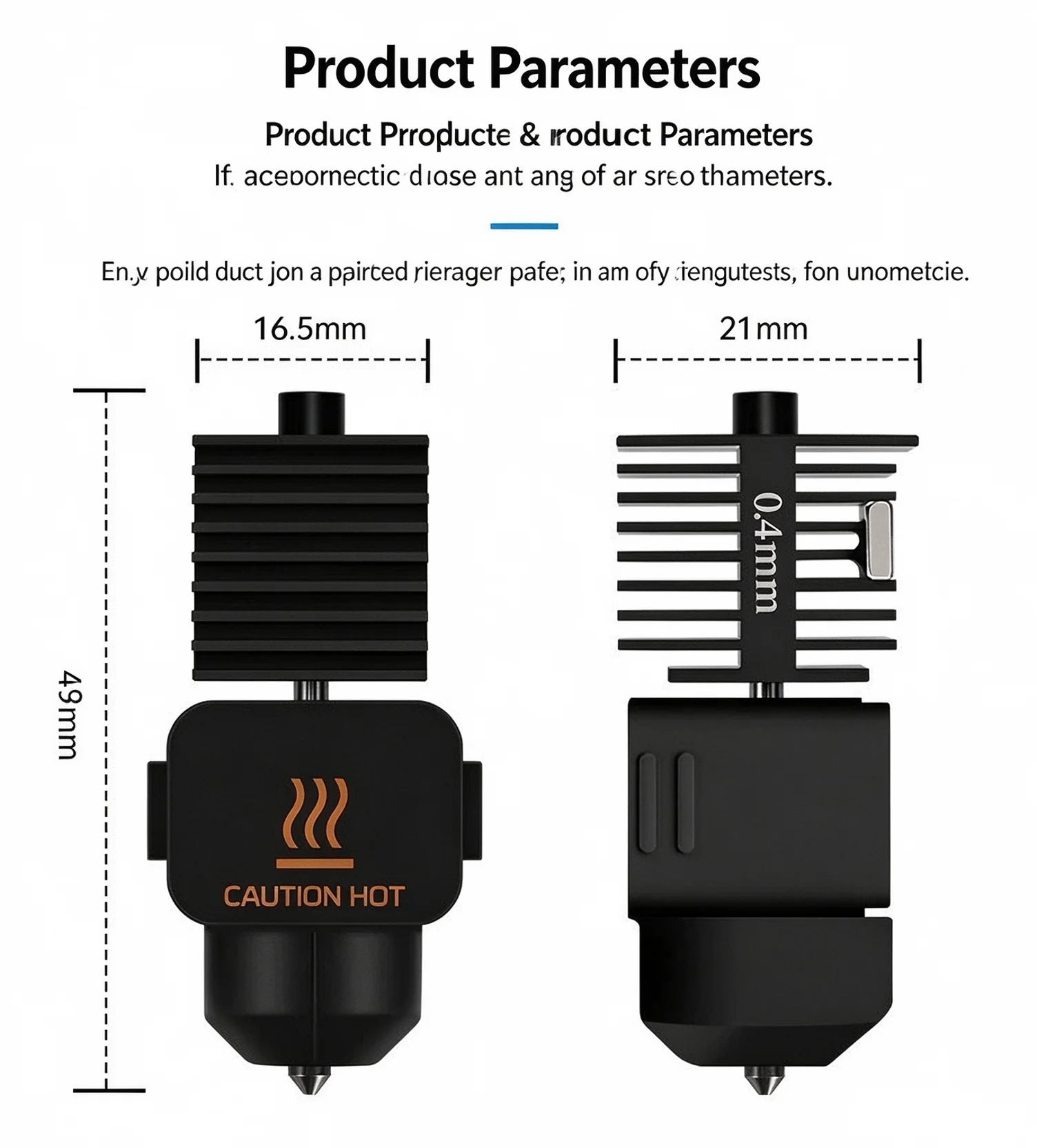 2 Pack Hotend Kit, 0.4mm Hardened Steel Nozzle, High-Temp Extruder Replacement for A1 / A1 Mini 3D Printer