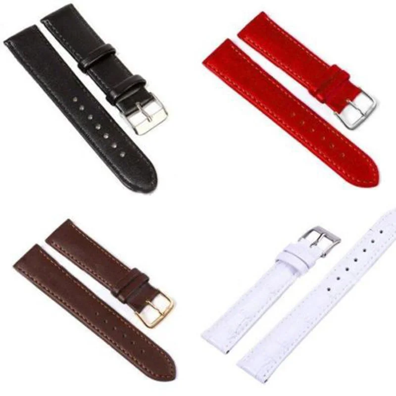 New 10mm/12mm/14mm/16mm/18mm/20mm/22mm/24mm PU Leather Watch Band Men Women Solid Belt Strap Watchband Watch Accessories