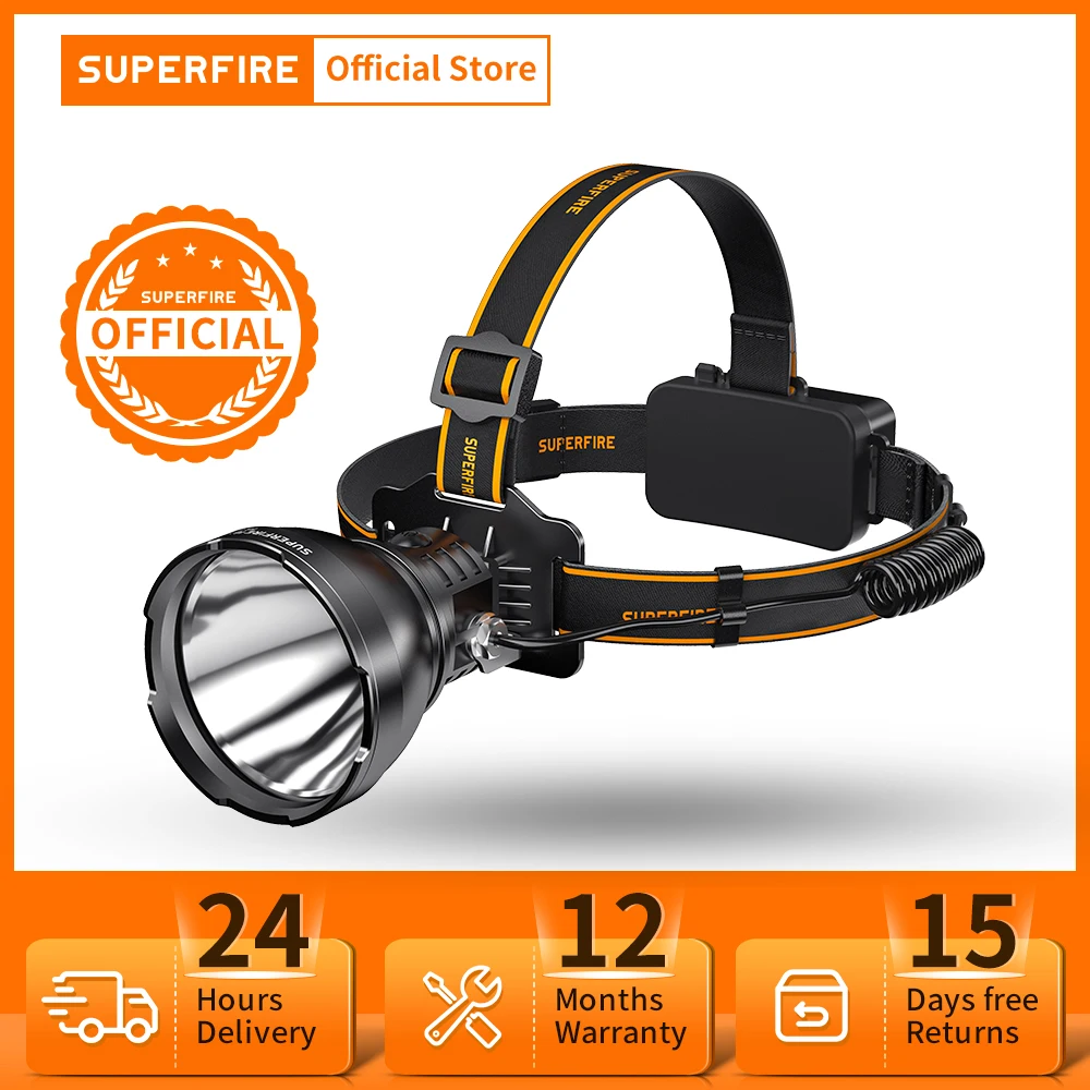 SUPERFIRE HL60 XHP90 Super Bright USB C Rechargeable Headlamp Portable Headlight 21700 for Fishing Camping Head Flashlight