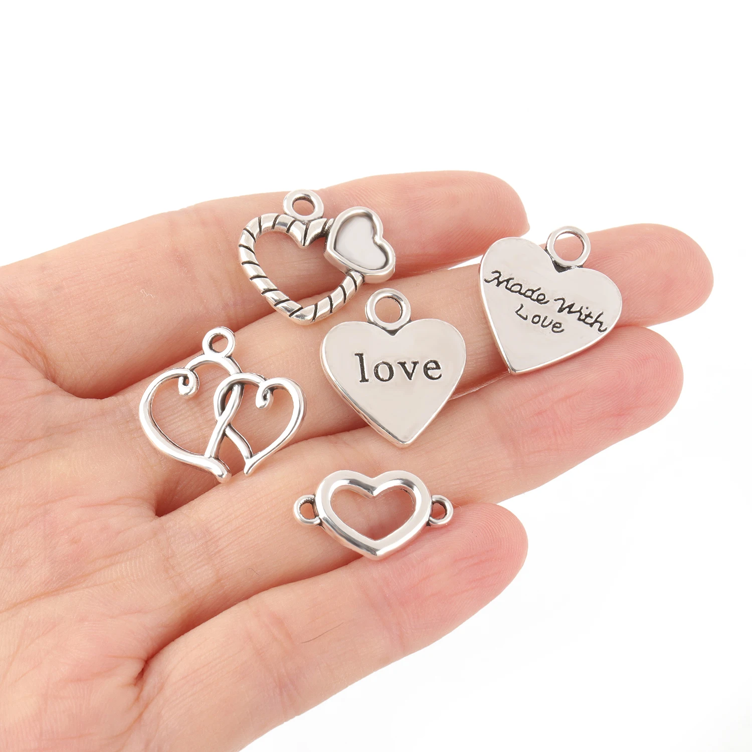 10pcs/Lot Love Heart Pendant Beads Charm  Fashion For Jewelry Making Diy Necklace Earring Pendant Bracelet Wholesale Accessory