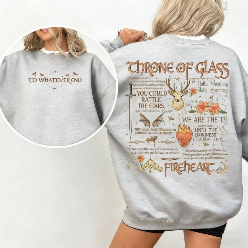 Sweat-shirt à face du trône de verre, Aelin Galathynius, inspiré du treize Sjm Merch, vêtements de lecteur fantastique, sweat à capuche assorti