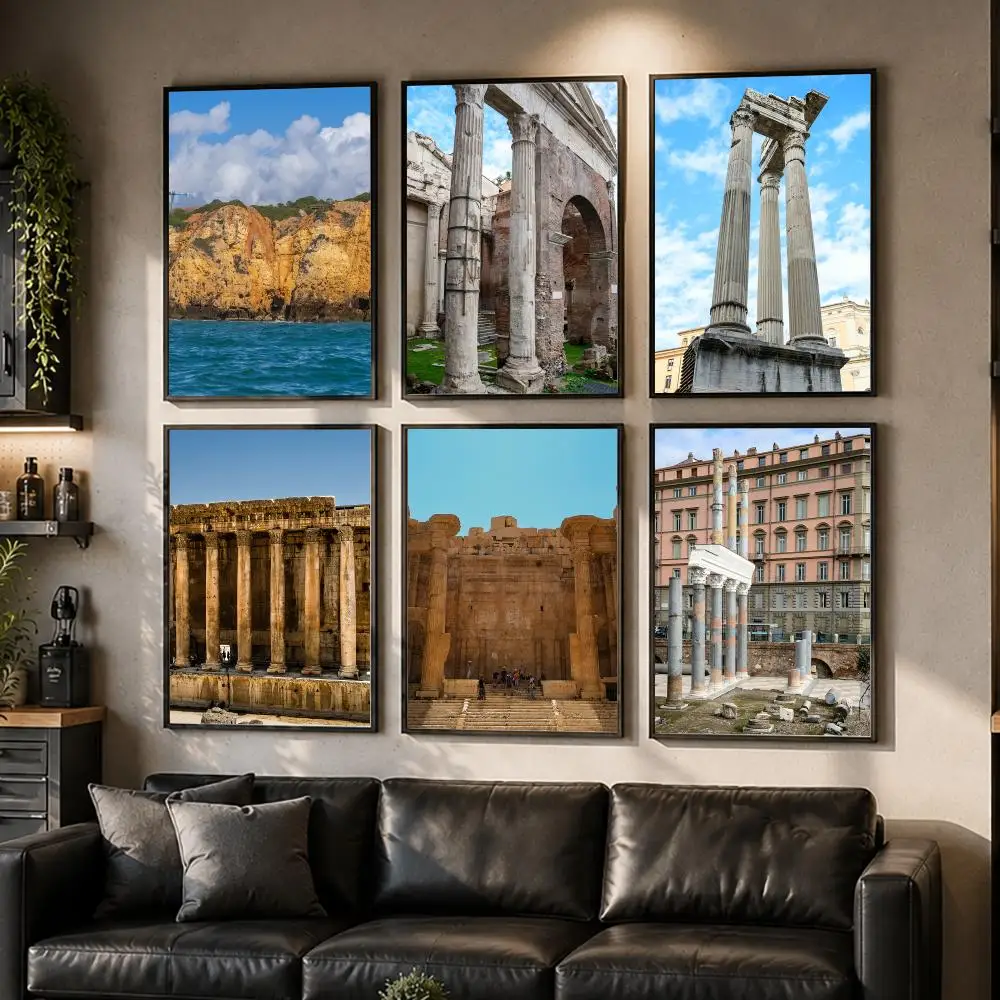 Le Pont Du Gard Colosseum In Rome Poster Waterproof Sticky Wall Art Print For Bedroom Living Room Hallway Bar Home Decor