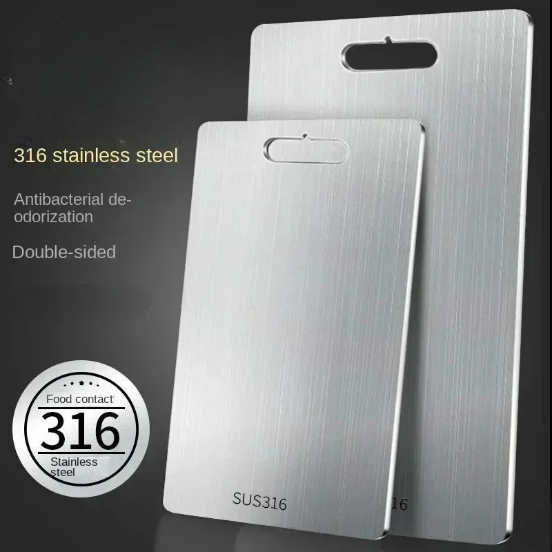 316 Stainless Steel Panel and Chopping Board Kitchen Household Thickened Double Sided Cutting Board Block Kneading Dough Board