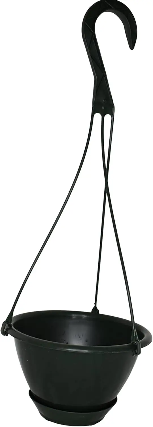 

6inch Mini Green Plastic Hanging Basket by (10), Dark Green