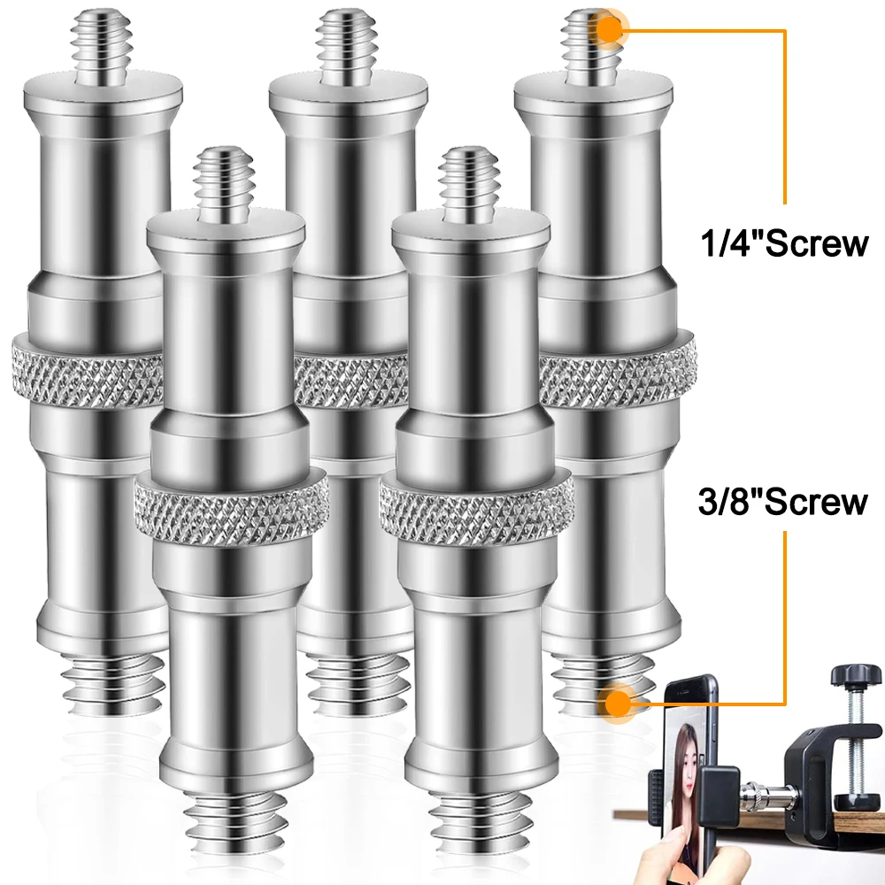 

4-1PCS 1/4 To 3/8 Inch Metal Male Convertor Threaded Screw Adapter Multipurpose Standard Connectors for Mount Ball Head Flash