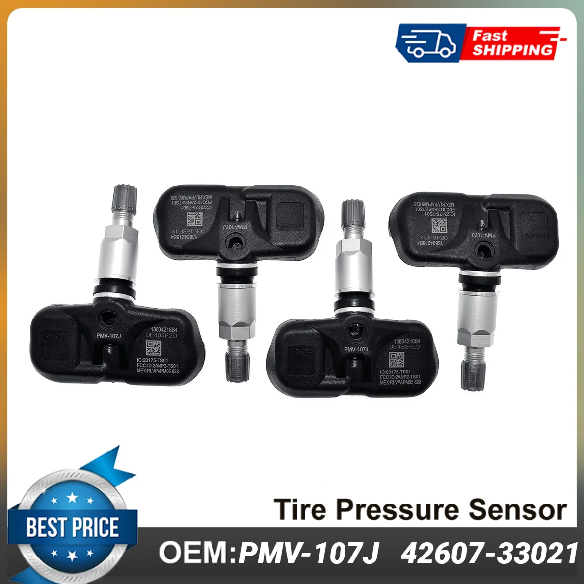 4PCS Tire Pressure Monitoring Sensors PMV-107J 42607-33021 315Mhz Pre-Programmed For Toyota RAV4 Lexus CT ES GS GX Series