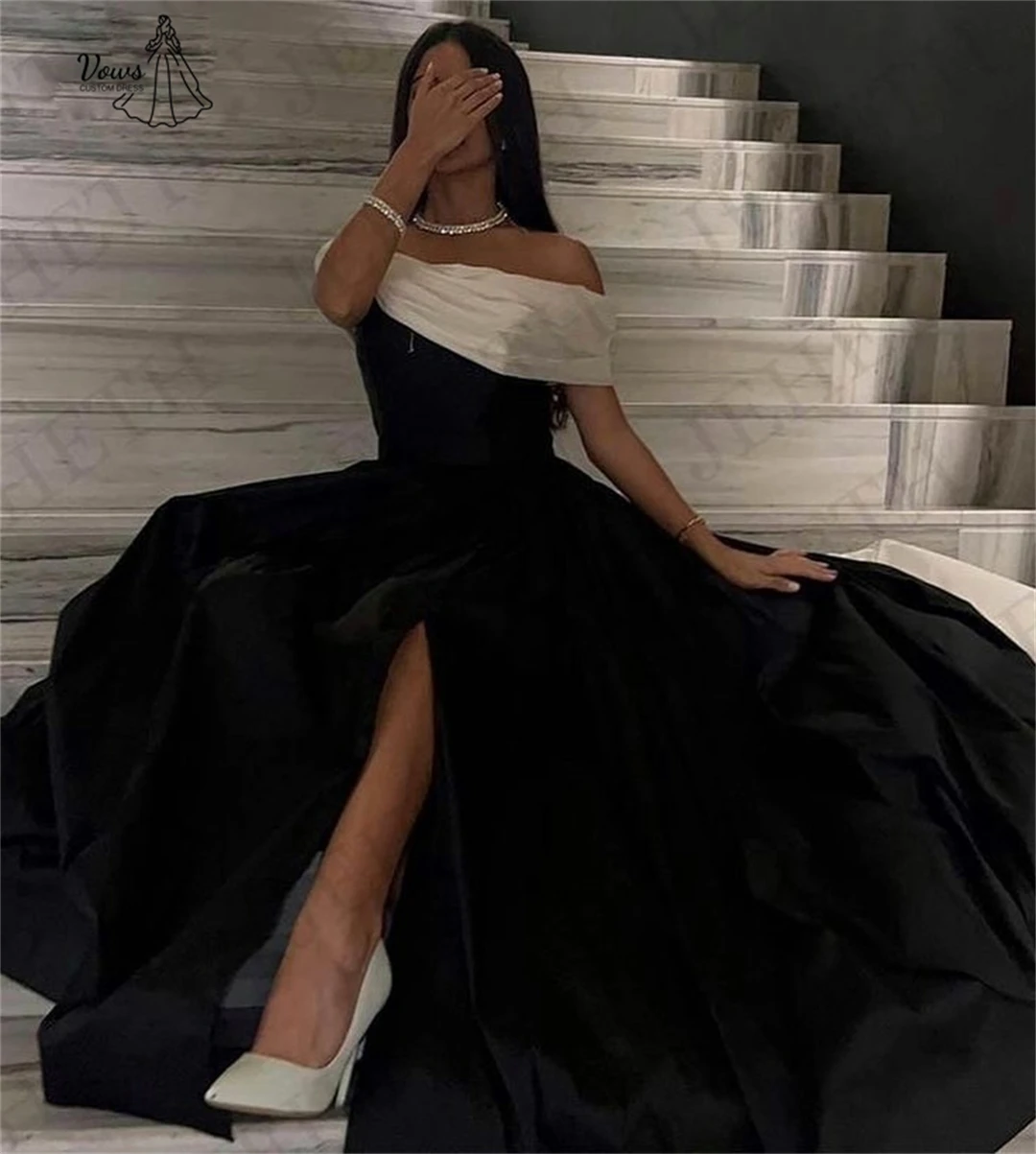 ชุดราตรีสั่งตัดพิเศษ Vows ปี 2025 ชุดเดรสออกงานหรูหราสำหรับผู้หญิง ปี 2025 ผ้าซาตินสีตัดต่อ ทรงเอ สายเดี่ยวแบบคลุมไหล่ สำหรับงานเลี้ยง