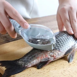 Fish Scales Graters Scraper Fish Cleaning Tool Scraping Scales Device with Cover Home Kitchen Cooking Fish Tool Kitchen Tools