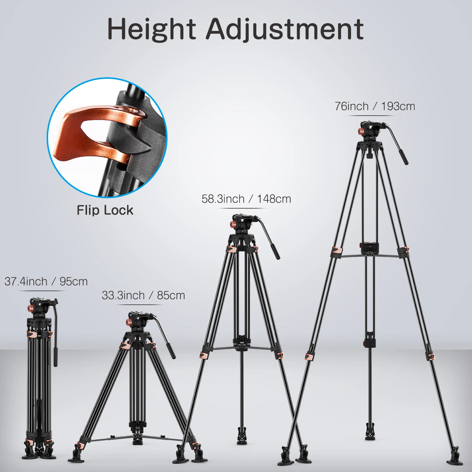 Desview Professional Camera Tripod Heavy Duty Hydraulic Head Ball for DSLR Camera Recording & Shooting Aluminium Tripod with Bag