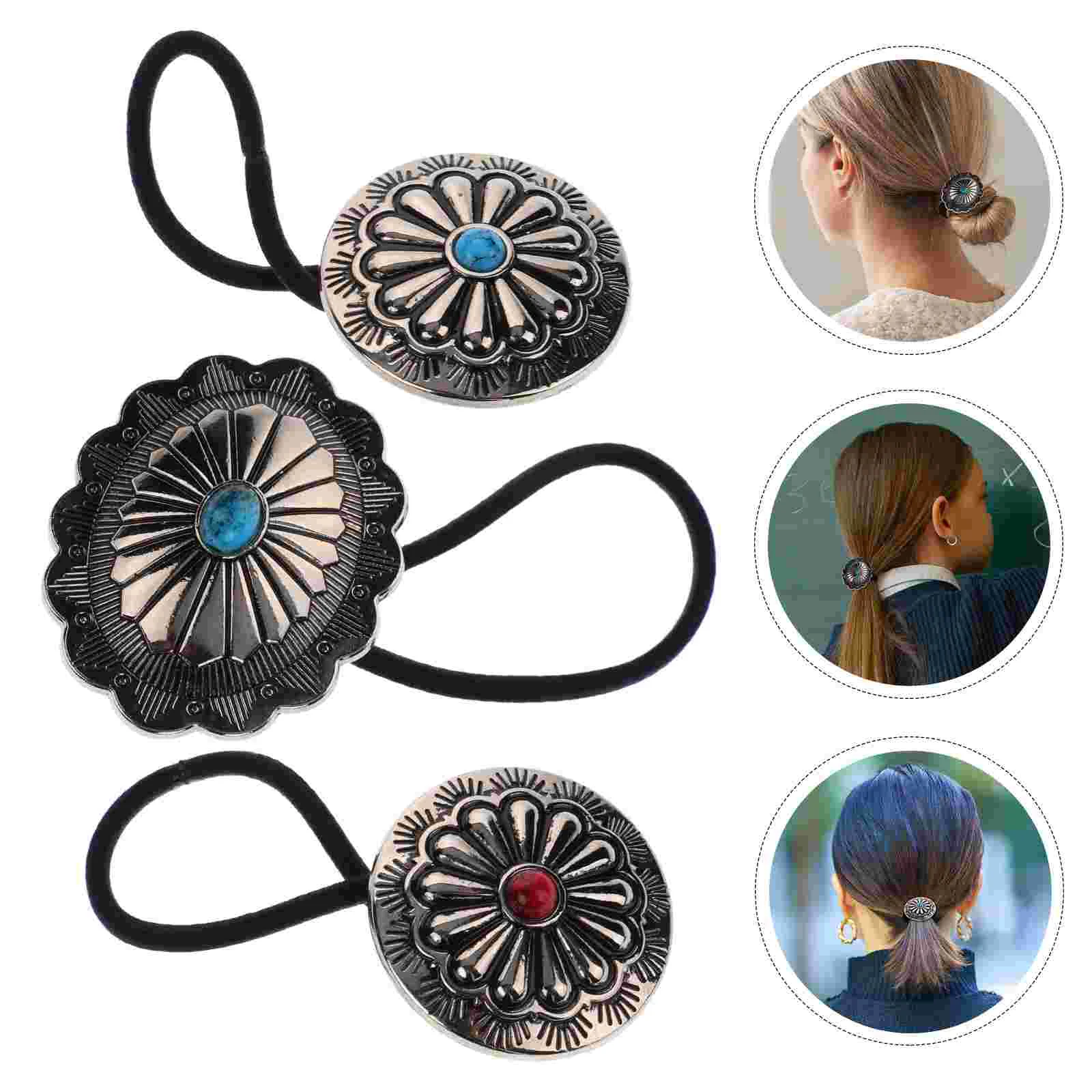 Cravates de cheveux turquoise pour hommes et femmes, bijoux en métal, accessoires pour filles, porte-queue de cheval, bracelet en alliage