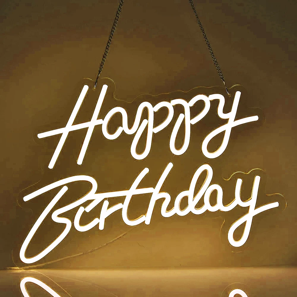 

Happy Birthday Neon Sign for Birthday Party Wall Decor Dimmable Switch Light Up Happy Birthday Led Sign for Backdrop Party Decor