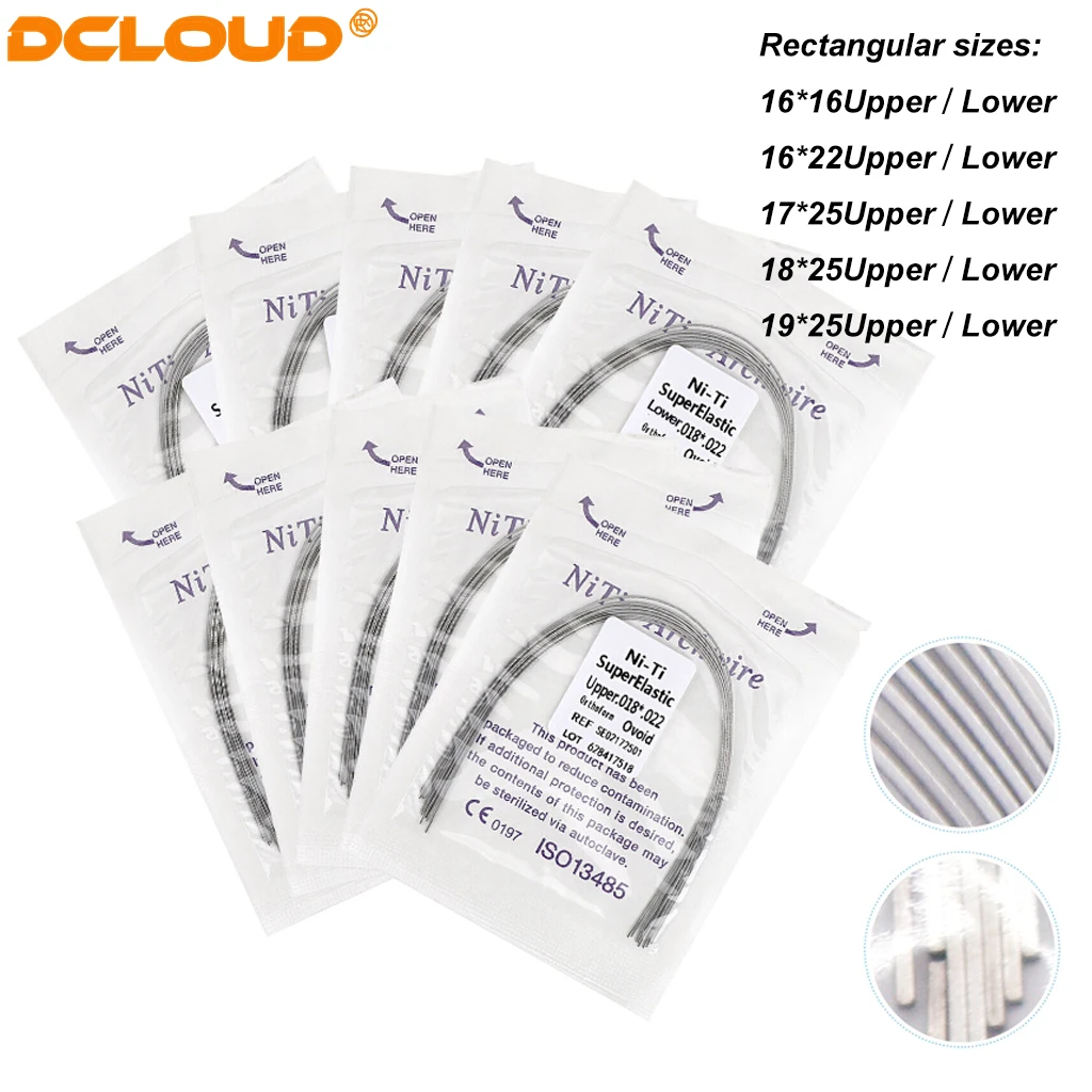 10 Stück/Packung Zahnbogendrähte Kieferorthopädie Super Elastische Kurve NITI Runde/Rechteck Eiförmige Bögen Zahnspangen Zahnarztmaterialien – Detail 2