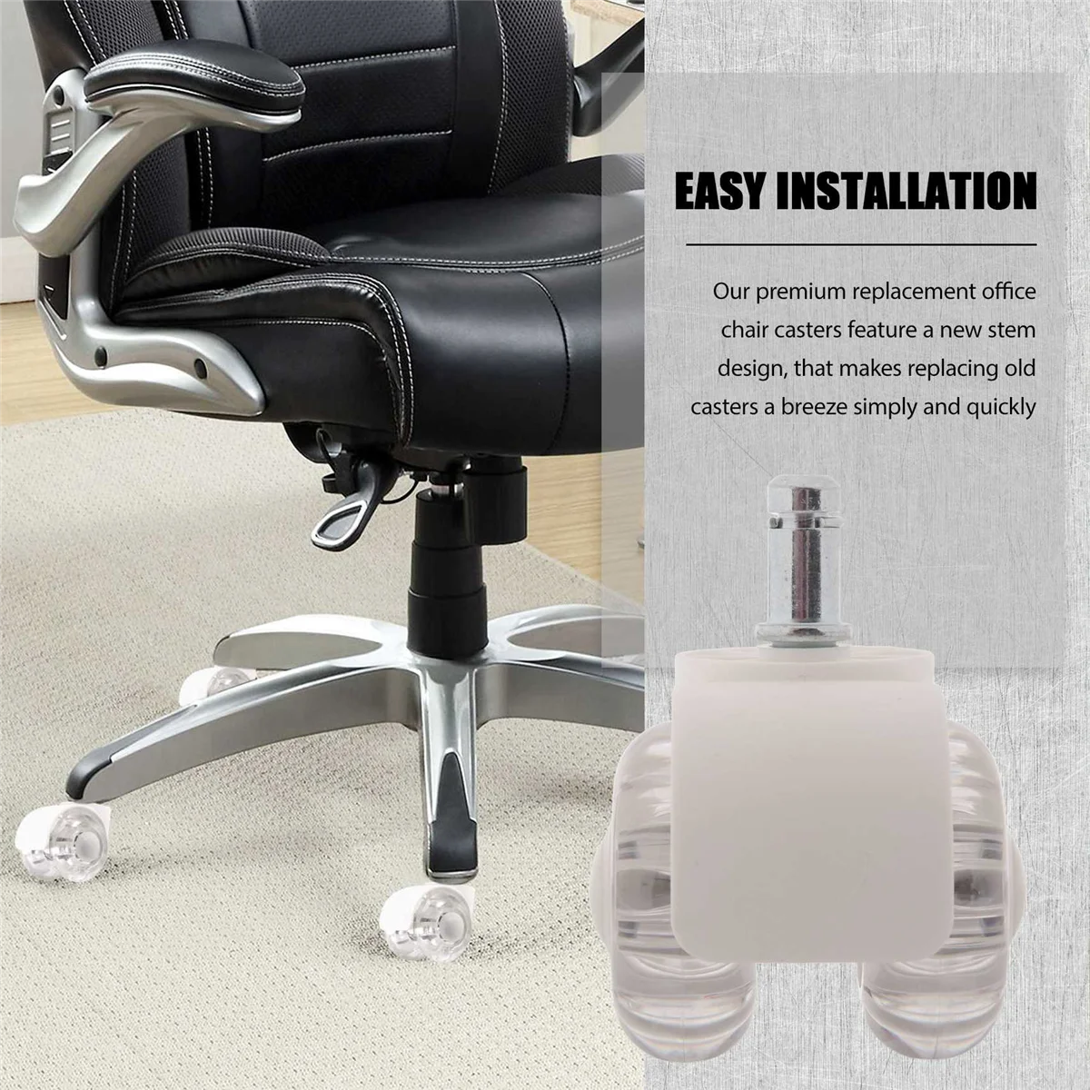 5Pcs Office Chair Casters Wheels 2 Inch Heavy Duty Mute Desk Chair Wheels Universal Fit Wheels for All Floors