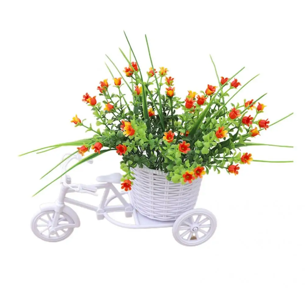 1 Set Stylish Fake Saxifrage Bike  Reusable Non-Fading Faux Silk Flower  Increase Vitality Rattan Tricycle Faux Saxifrage