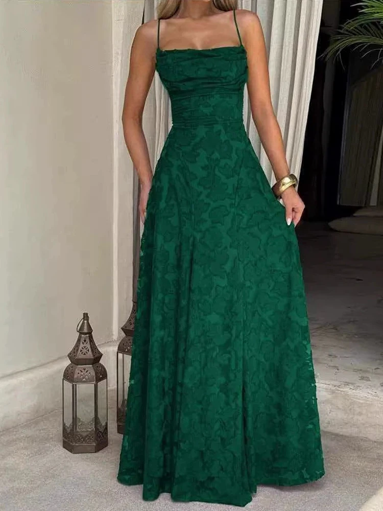 2026 Maxi-jurk met bloemenborduursel voor dames, zomerse feestjurk, sexy rugloze jurk met schouderbandjes, Franse stijl, avondjurk