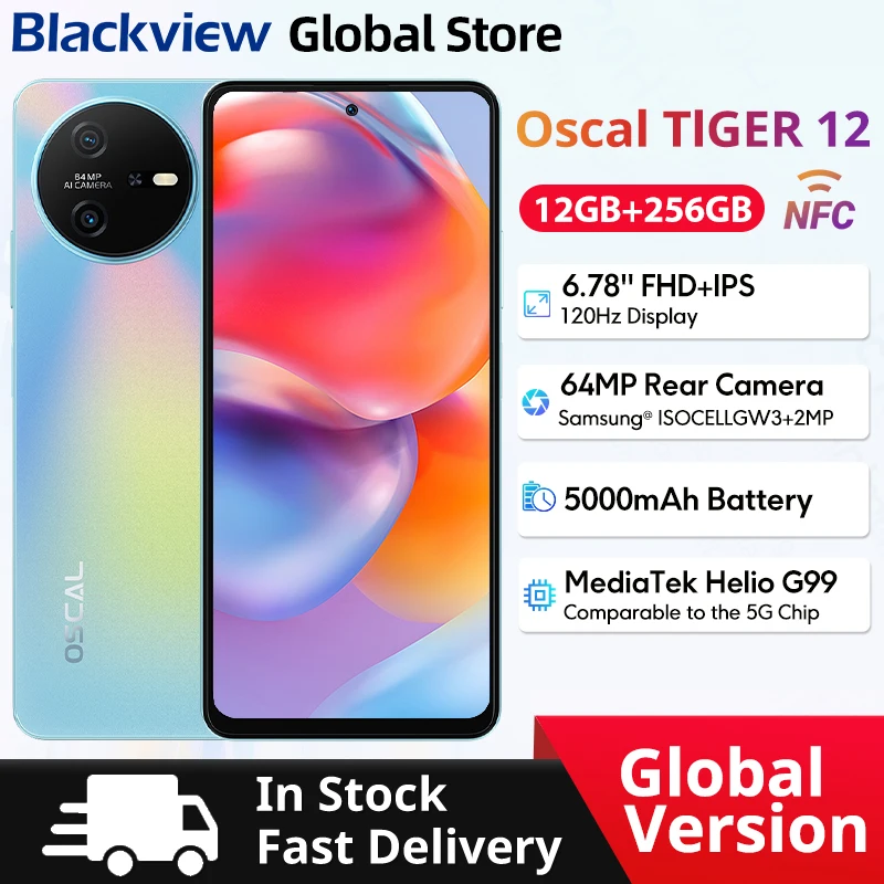 Blackview OSCAL TIGER 12 Smartphone 6.78'' FHD+ IPS 2.4K 120Hz Display Helio G99 12GB 256GB 64MP Camera 5000mAh NFC Cellphone