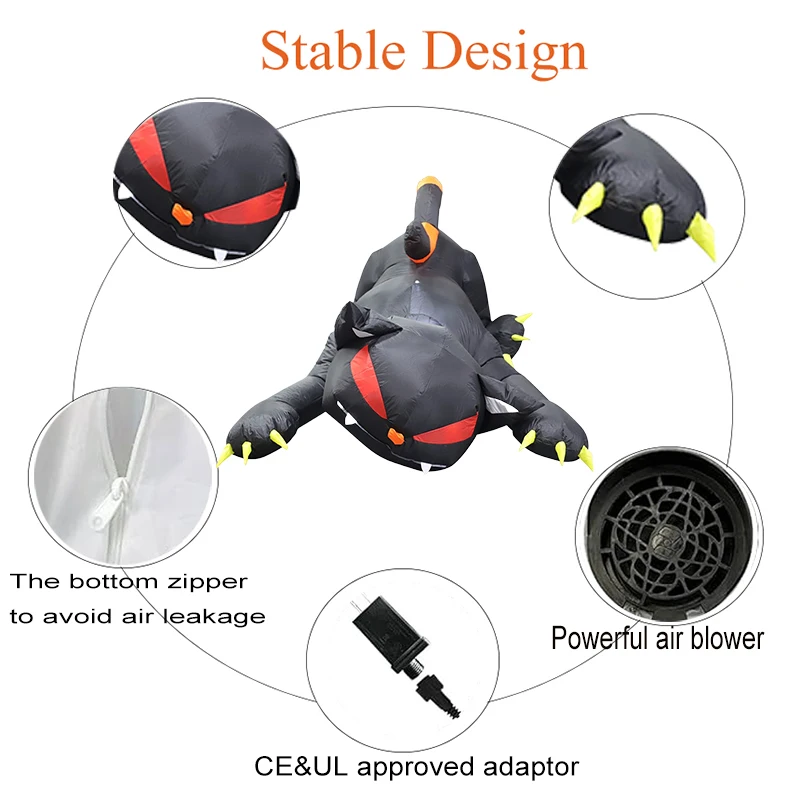 1.8M Halloween Inflatables Toys Decorations Shakes Head Black Cat Garden Party Built-in LED Lights Up Ghost Festival Yard Indoor