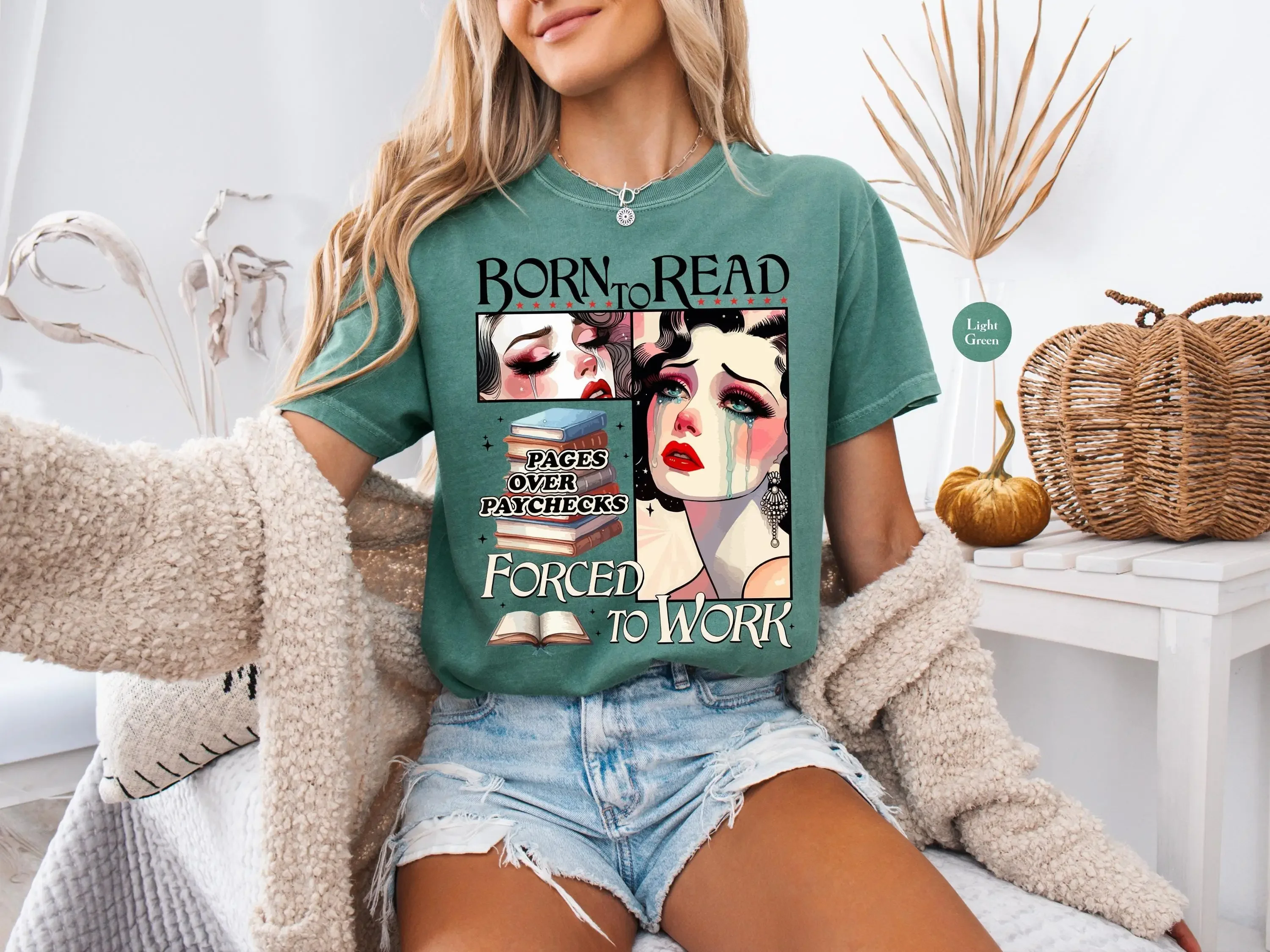 Born To Read Forced Work  Vintage Retro T Shirt Book Lover Librarian Funny Viral Meme