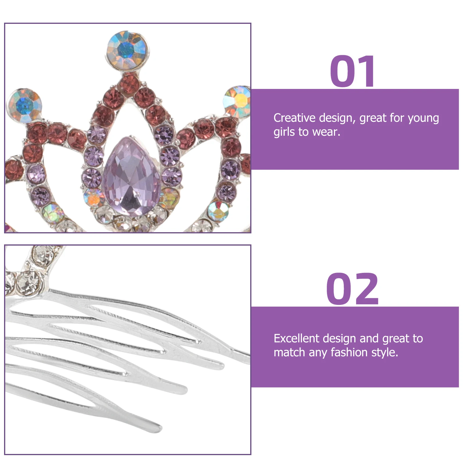 

Sparkling Diamond Crown Hairpins For Girls Kids Party Wedding Hair Combs Costume Accessories Decorative Fashion Hairpins