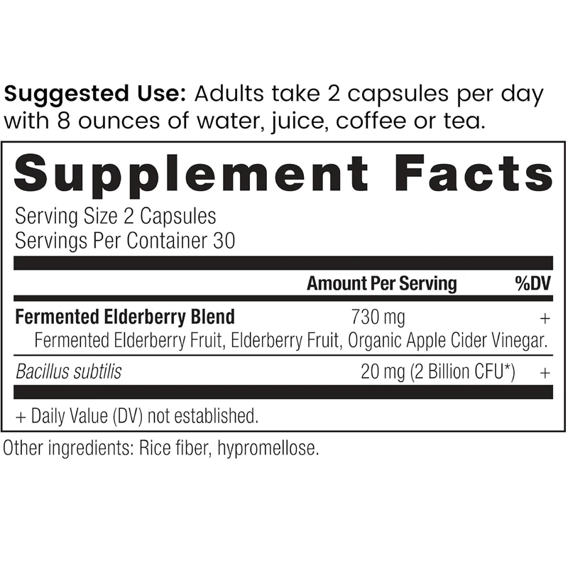 Elderberry and probiotic supplements, immune system support, gluten free, antique and ketogenic friendly, 60 capsules