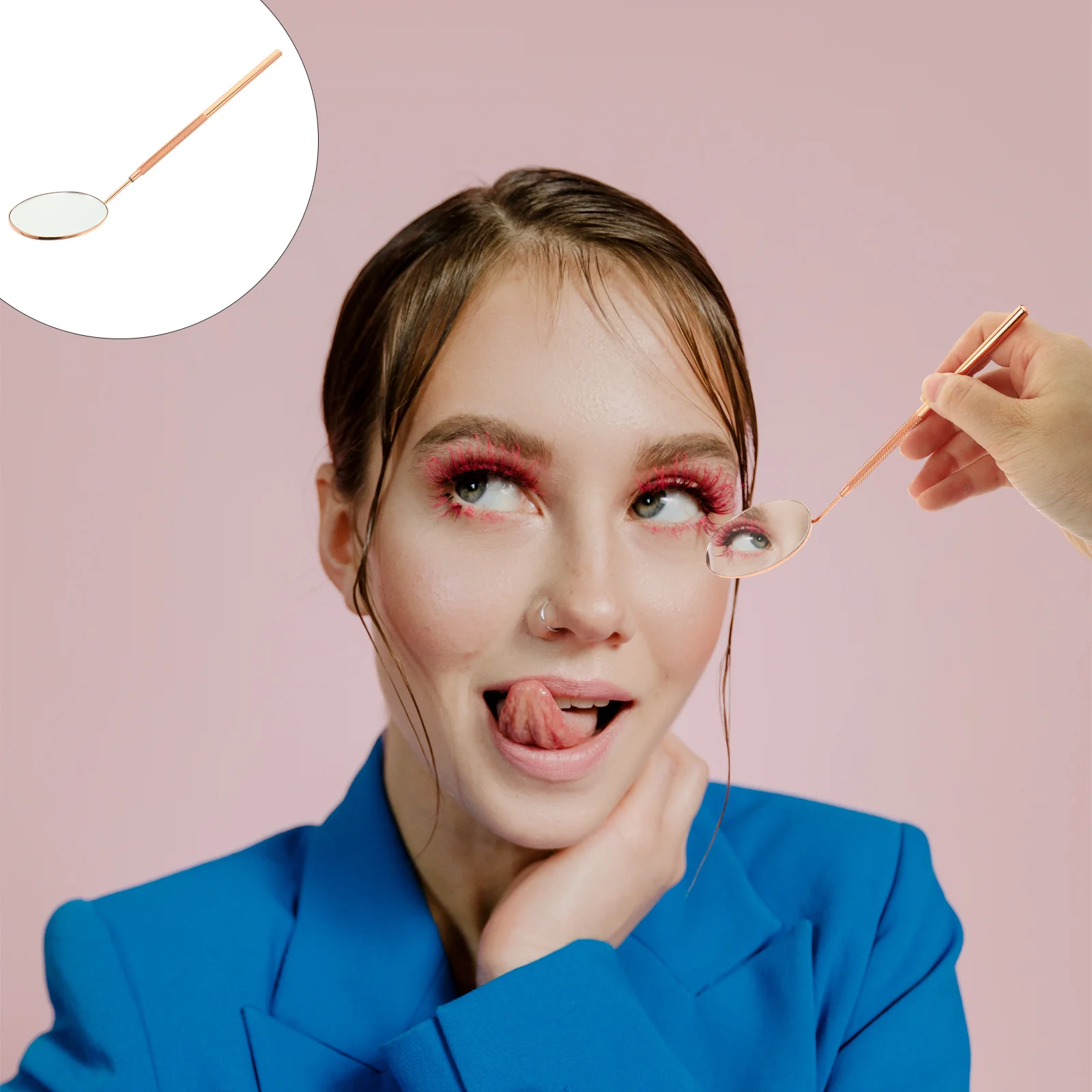 

Portable Lash Mirror Stainless Steel Eyelash Mirror Long Handle Lash Extension Supplies Clear Lens Eyelash Extension Tools