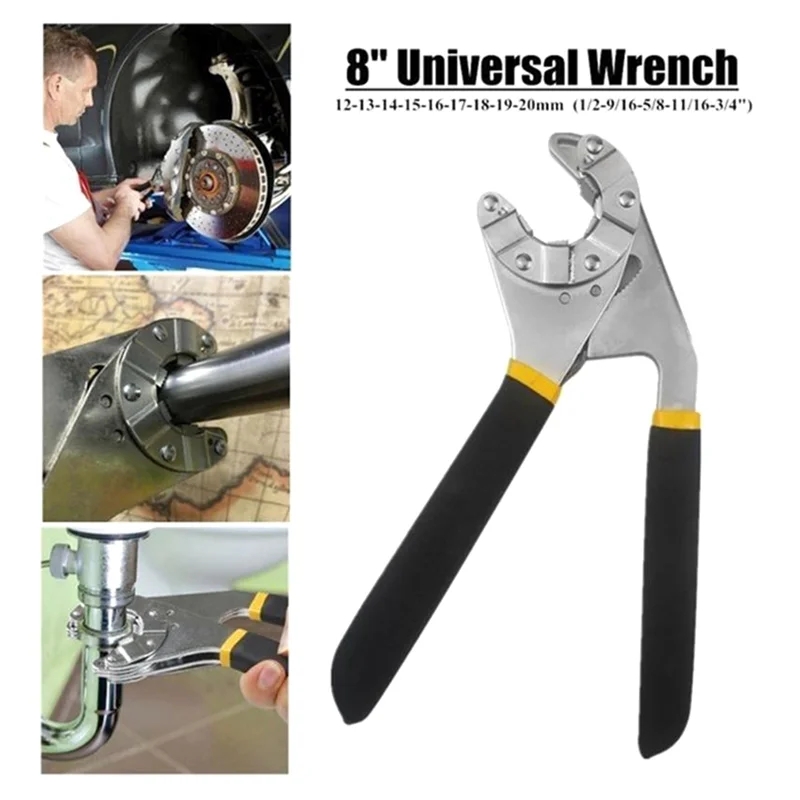 

AUAU-1 PCS 8In Adjustable Spanner Wrench Universal Hexagon Wrench With Multifunctional Wrench Hand Tools
