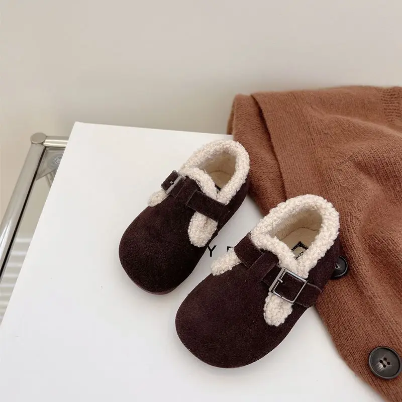 Sapatos de pelúcia para meninos e meninas, botas de algodão quente, sapatos engroçados, sapatos infantis, inverno, moda, 2023