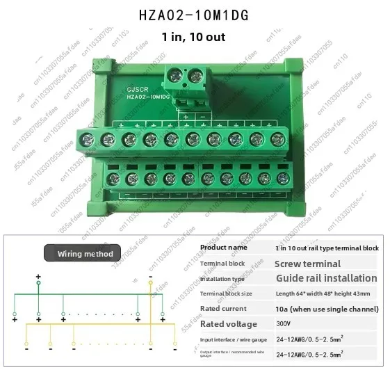 1pc one-in and multiple-out power splitter terminal block hza02-05m1dg hza02-10m1dg hza02-12m1dg hza02-24m1dg screw type wiring