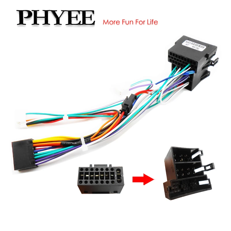 16 Pin to ISO Wiring Harness 16P Male Plug Connector 2 Din Car Audio Head Unit Cable Adapter for VW Golf Jetta Leon Passat