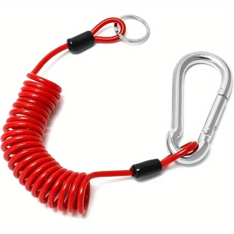 Breakaway Trailer Cable RV Stainless Steel Spring Towing Coiled Wire Heavy Duty Steel Wire Extend To 6ft Coiled Safety Cables