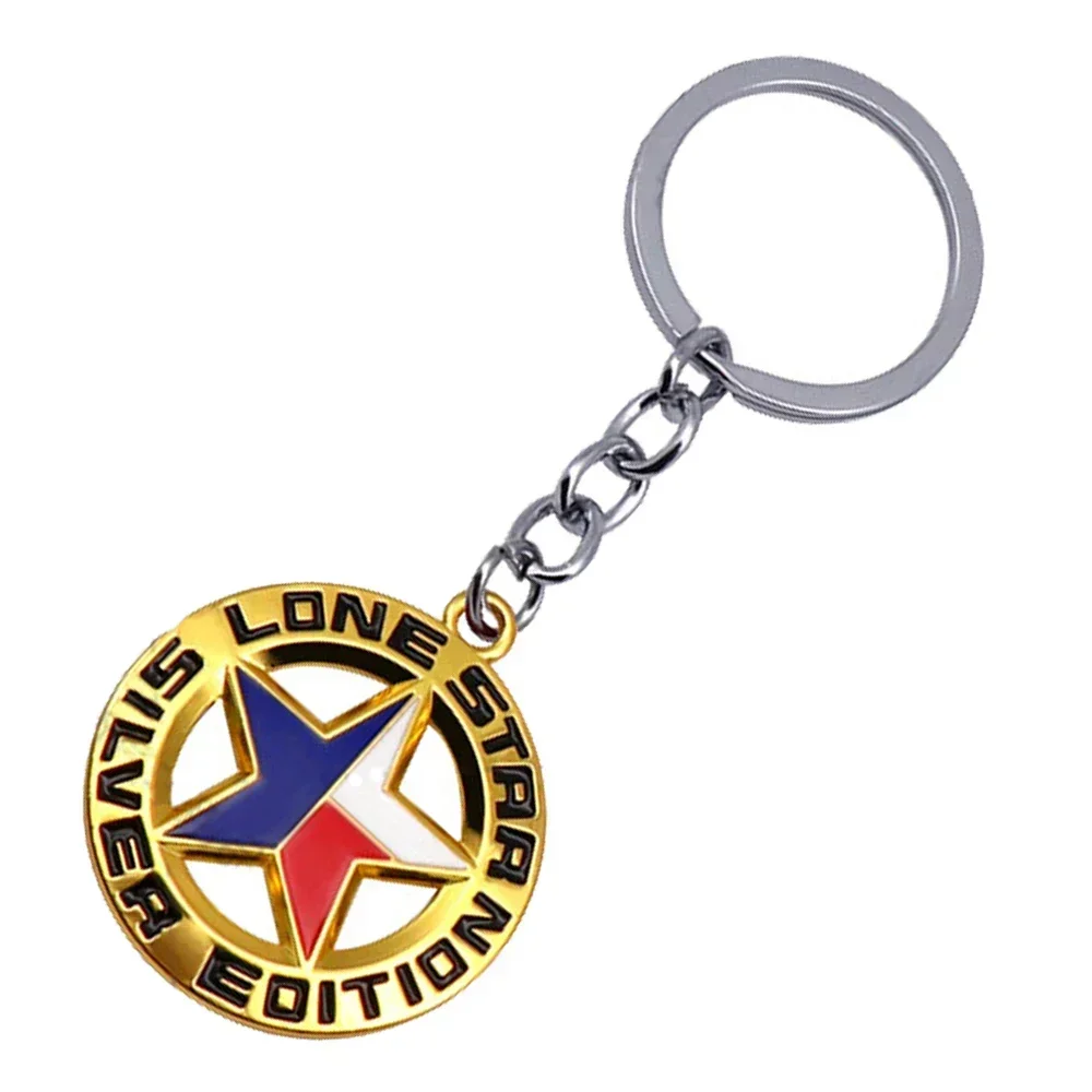 Metal LONE STAR SILVER EDITION Car Keychain Keyring Pendant for Nissan Mitsubishi MG VW Toyota Mercedes Benz Opel Chevrolet