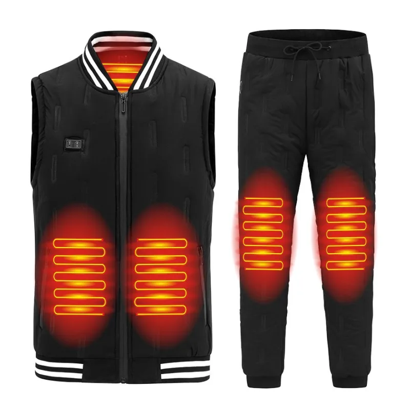 Men's Autumn/winter Thermal Vest Smart Double Control Nine-zone Heating Fleece Vest Casual Style Loose Fit Warm Suit