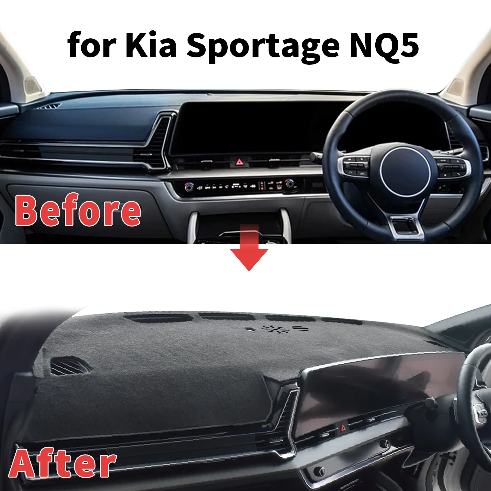 

for Kia Sportage NQ5 (Not fit for With HUD) Dashboard Cover Sun Shade Protector Dashmat Anti-Glare UV Block Carpet Mat Dash Mat