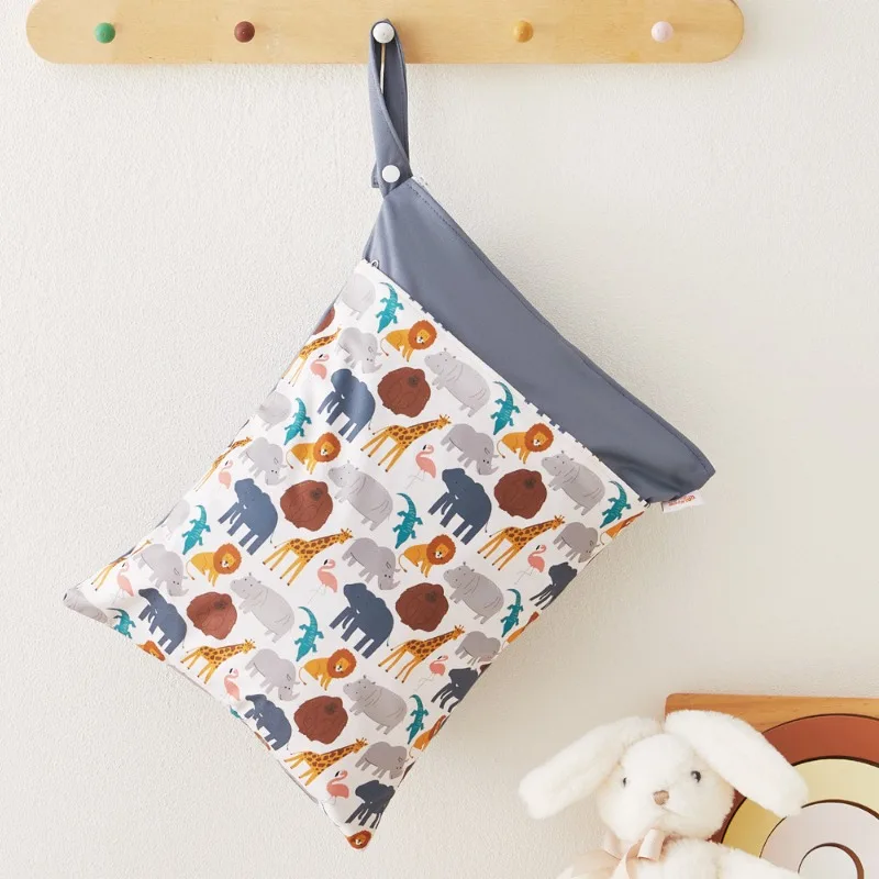 Retro Multifunctional Storage Hanging Bag, Baby Diaper Bag Dry and Wet Separation 30x40cm
