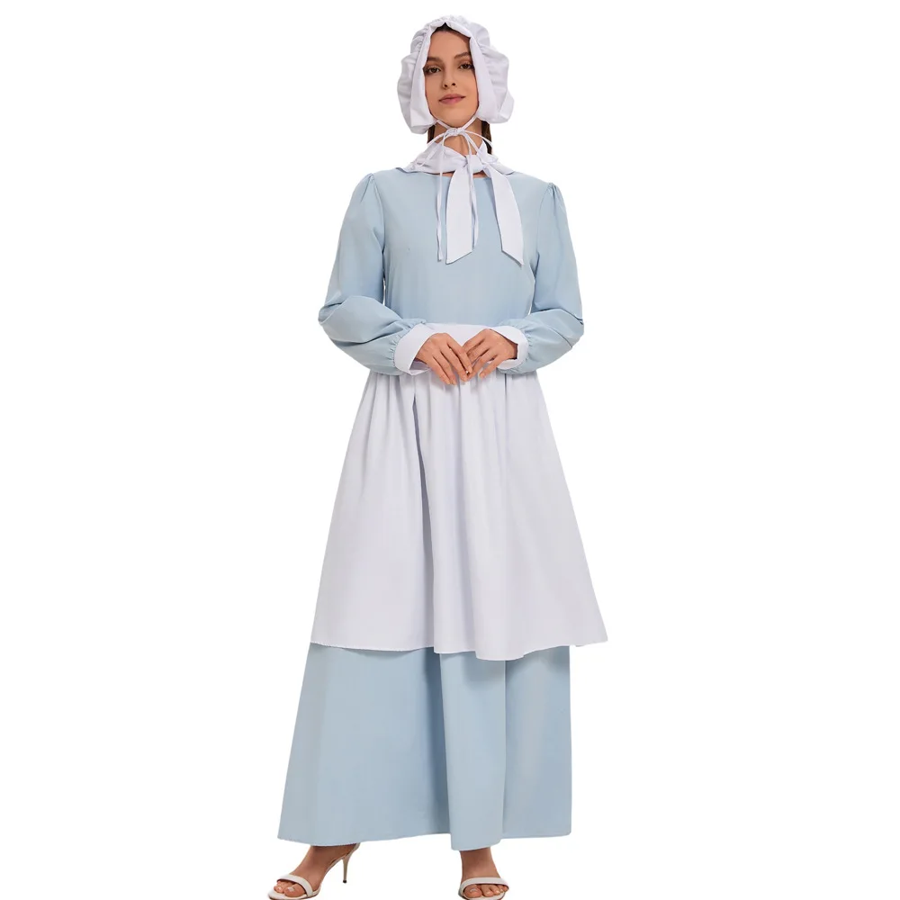 زي خادمة للبالغين على الطراز الياباني، ملابس نادلة، تنورة لوليتا طويلة، زي تنكري للهالوين، ملابس لعب الأدوار للنساء