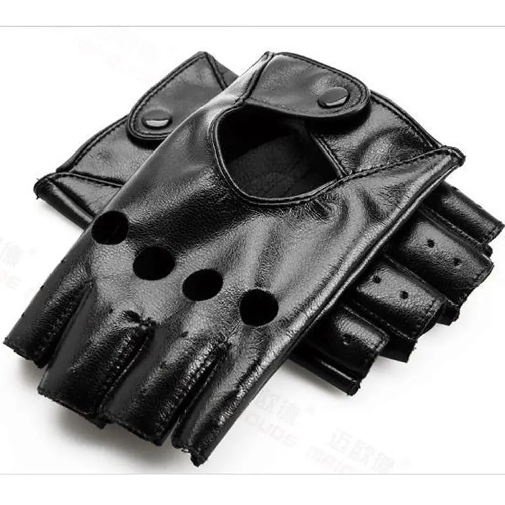 

Cute Black Women Hot PU Leather Half Finger Driving Gloves