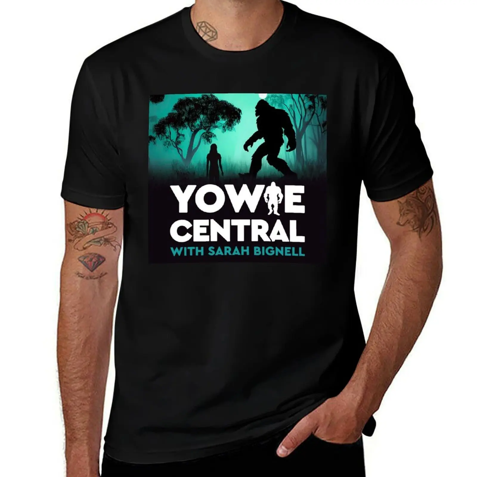 Yowie Central logo with artwork by Jasmine Winter Designs T-Shirt man t shirts cotton T-Shirt