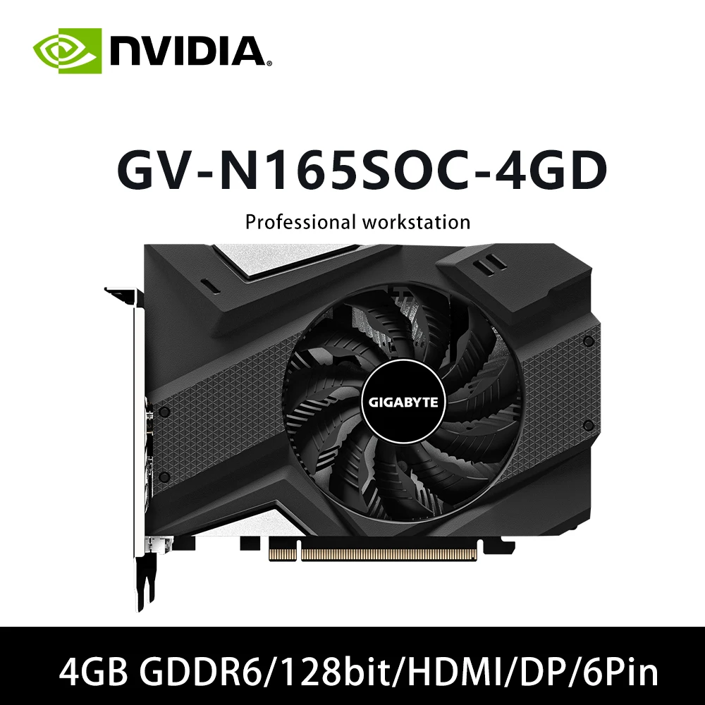 Placa de vídeo GIGABYTE GTX 1650 SUPER 4GB GV N165SOC 4GD GDDR6 Placa gráfica de 128 bits HDMI DP DVI para PC desktop Mini ITX