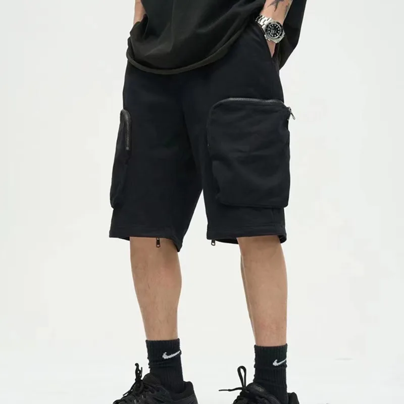 انفصال بلون السراويل للرجال ، مفتوحة تنحنح ، جيوب كبيرة ، ملابس الشارع عادية ، فضفاض مرونة الخصر