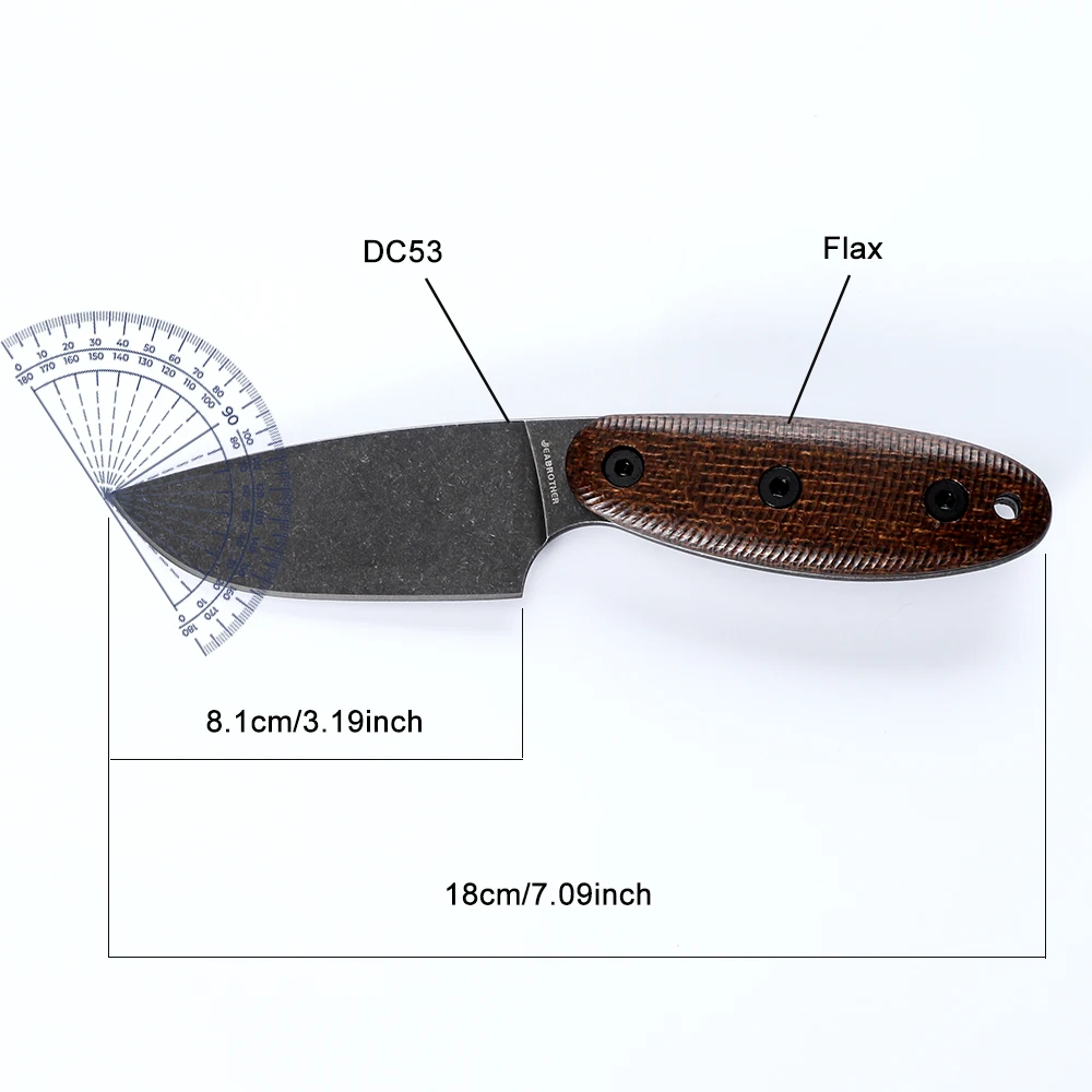 NINE THORN Knife DC53 Steel Tactical Fixed Blade Knife with Kydex Scabbard for Men EDC Outdoor Camping Survival Fruit Knife