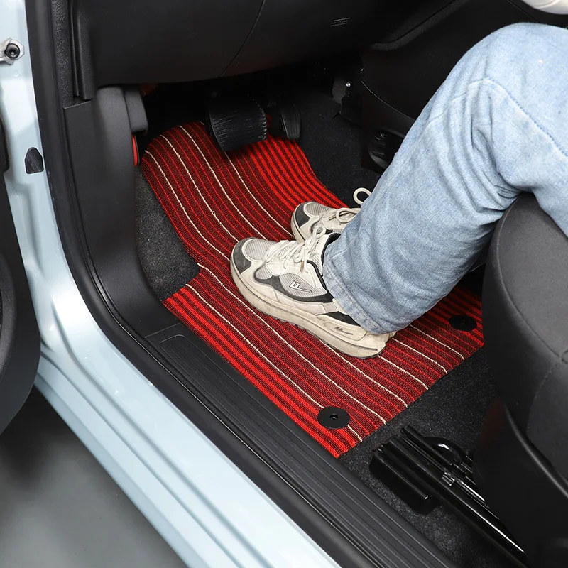 

TPE Rubber Red Car Front Rear Row Wire Loop Floor Mats Trim Interior Car Accessories For Fiat 500 2016-2024