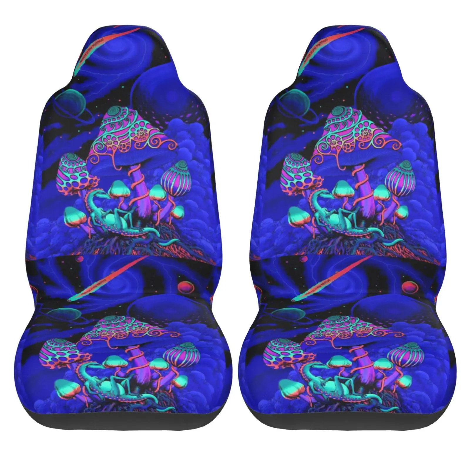 Psychedelic Mushroom Print Front Seat Cover 2 Pcs Universal Vehicle Seat Protector Mat Covers Fit Most Cars Sedan SUV Van